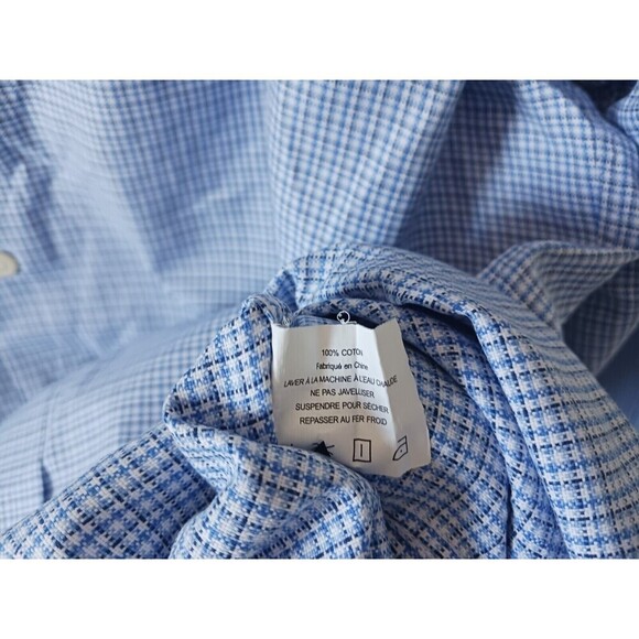 David Donahue Mens Dress Plaid Shirt Long Sleeve Button Up Blue Size 16.5 34/35 - Picture 5 of 9